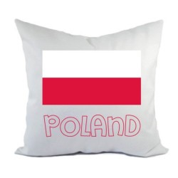Cuscino divano letto bianco Poland con bandiera federa  40x40 cm in poliestere