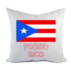 Cuscino divano letto bianco Puerto Rico con bandiera federa  40x40 cm in poliestere