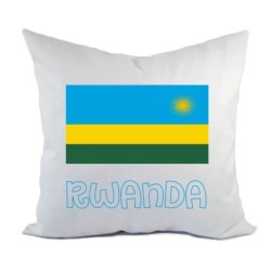 Cuscino divano letto bianco Rwanda con bandiera federa  40x40 cm in poliestere