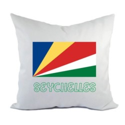 Cuscino divano letto bianco Seychelles con bandiera federa  40x40 cm in poliestere