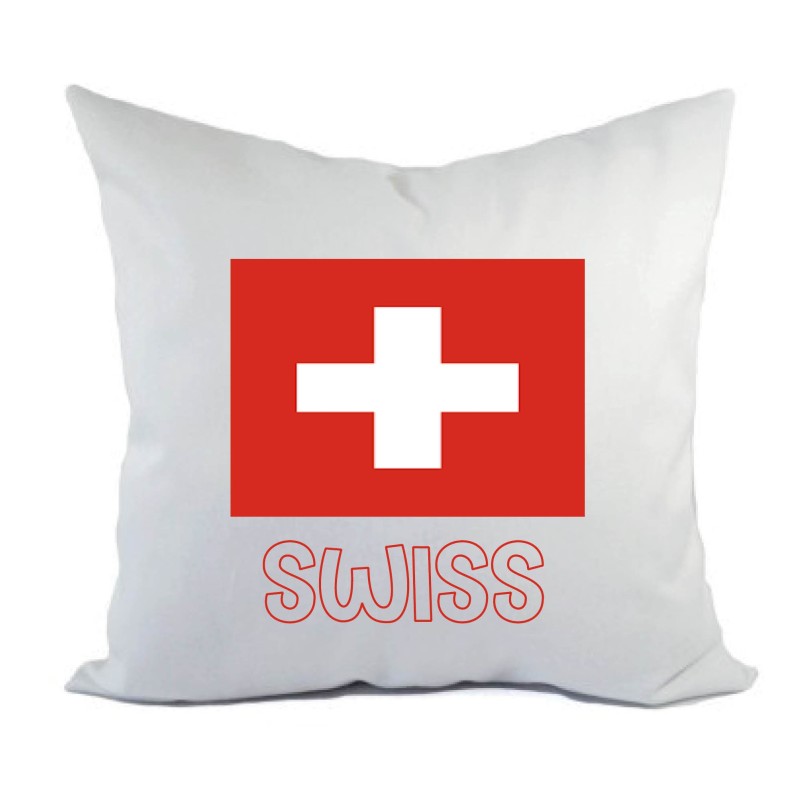 Cuscino divano letto bianco Swiss Svizzera con bandiera federa  40x40 cm in poliestere