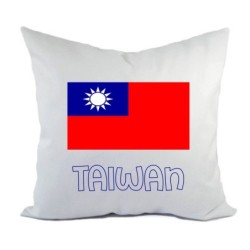 Cuscino divano letto bianco Taiwan con bandiera federa  40x40 cm in poliestere