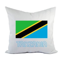 Cuscino divano letto bianco Tanzania con bandiera federa  40x40 cm in poliestere