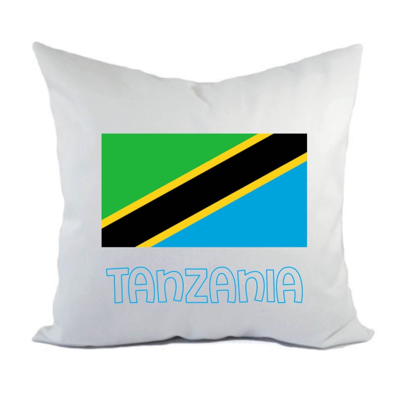 Cuscino divano letto bianco Tanzania con bandiera federa  40x40 cm in poliestere