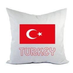 Cuscino divano letto bianco Turchia con bandiera federa  40x40 cm in poliestere