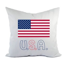 Cuscino divano letto bianco U.S.A. con bandiera federa  40x40 cm in poliestere