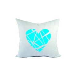 Cuscino divano letto azzurro calcio cuore spezzato  a federa  40x40 cm in poliestere