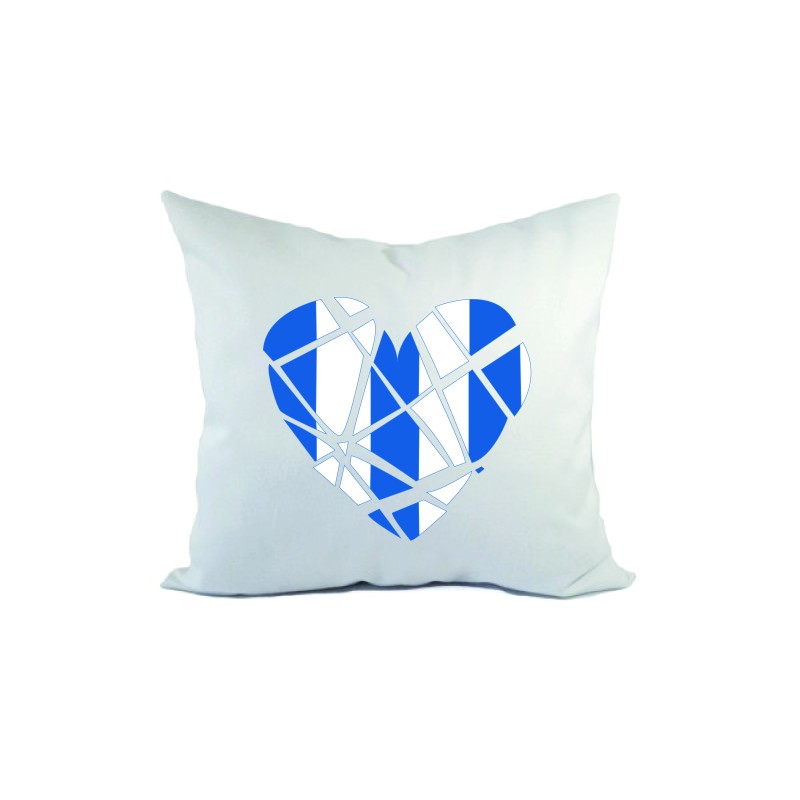 Cuscino divano letto biancoazzurro cuore spezzato a federa 40x40 cm in  poliestere
