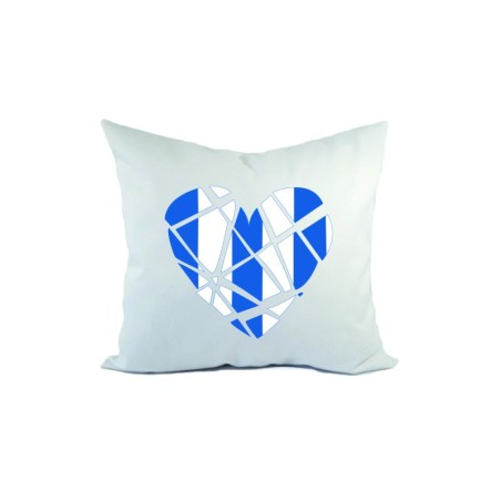 Cuscino divano letto biancoazzurro cuore spezzato  a federa  40x40 cm in poliestere