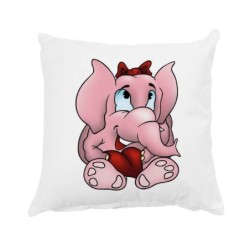 Cuscino elefante rosa con cuore 40x40 cm imbottito n.243 con federa 40x40 letto 5 poliestere