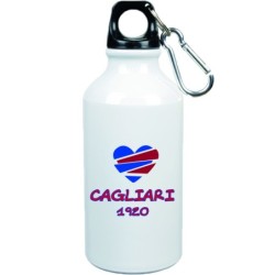 Boraccia bottiglia cagliari cuore spezzato con moschettone - 500 ml. - Dimensioni 21 x 6,5 cm