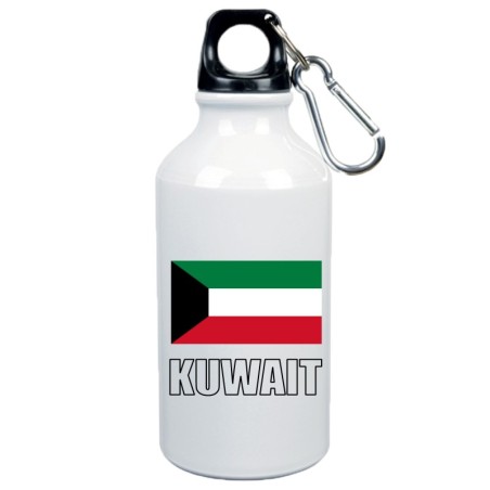 Borraccia Kuwait bandiera da 500 ml alluminio 113 con moschettone - Sport tempo libero