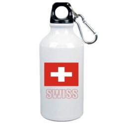 Borraccia Swiss Svizzera bandiera da 500 ml alluminio206 con moschettone - Sport tempo libero