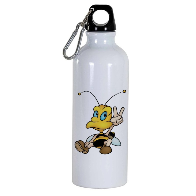 Borraccia disegno ape con una mano alzata -  Cartone animato da 500 ml con moschettone176 - Sport tempo libero
