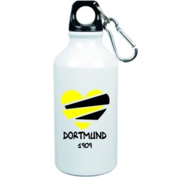 Boraccia bottiglia Germania Dortmund cuore spezzato con moschettone - 500 ml. - Dimensioni 21 x 6,5 cm
