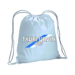 Sacca zainetto sportivo bandiera Txuri-urdin / lacci rinforzo sugli angoli 30x45 cm