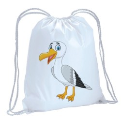 Sacca zainetto sportivo uccello bianco animali cartoon bimbo / 34 / lacci rinforzo sugli angoli 30x45 cm