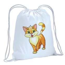 Sacca zainetto sportivo gatto in piedi animali cartoon bimbo / 99 / lacci rinforzo sugli angoli 30x45 cm