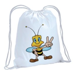 Sacca zainetto sportivo ape colorata animali cartoon bimbo / 181 / lacci rinforzo sugli angoli 30x45 cm