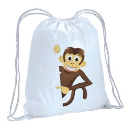 Sacca zainetto sportivo scimmia che ride animali cartoon bimbo / 197 / lacci rinforzo sugli angoli 30x45 cm