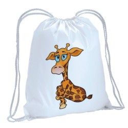 Sacca zainetto sportivo giraffa seduta animali cartoon bimbo / 231 / lacci rinforzo sugli angoli 30x45 cm