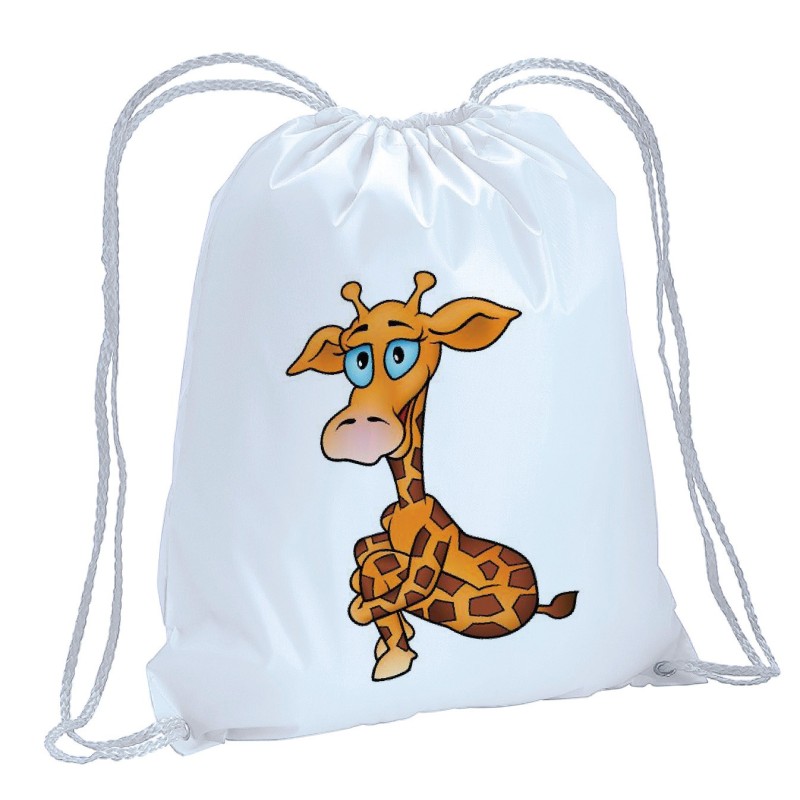 Sacca zainetto sportivo giraffa seduta animali cartoon bimbo / 231 / lacci rinforzo sugli angoli 30x45 cm