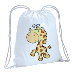 Sacca zainetto sportivo disegno giraffa animali cartoon bimbo n 246 / lacci rinforzo sugli angoli 30x45 cm