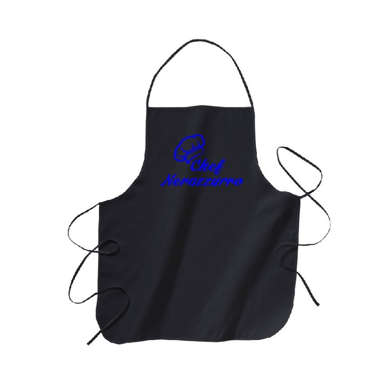 Grembiuli Chef Nerazzurro Ricamato 68x72 cotone con tasca e lacci di regolazione