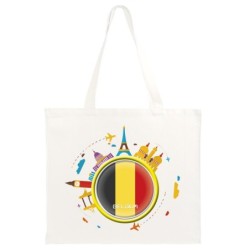 Borsa shopper Belgio viaggi astratto bandiera19