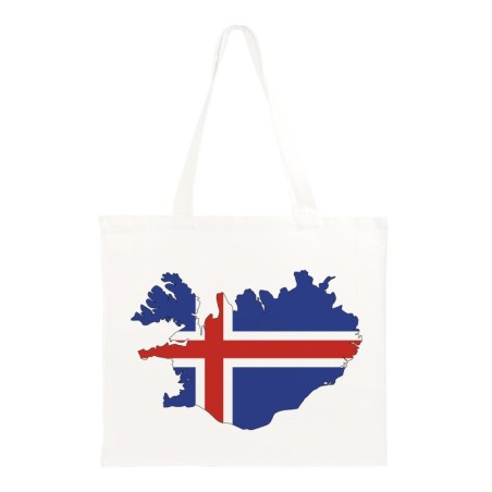 Borsa shopper Mappa Islanda Bandiera 40x40 cm. manici lunghi63